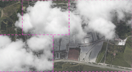 Satellite imagery demonstrating cloud masking techniques