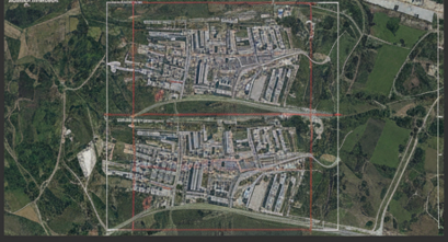 Aerial view of a city for orthophoto generation